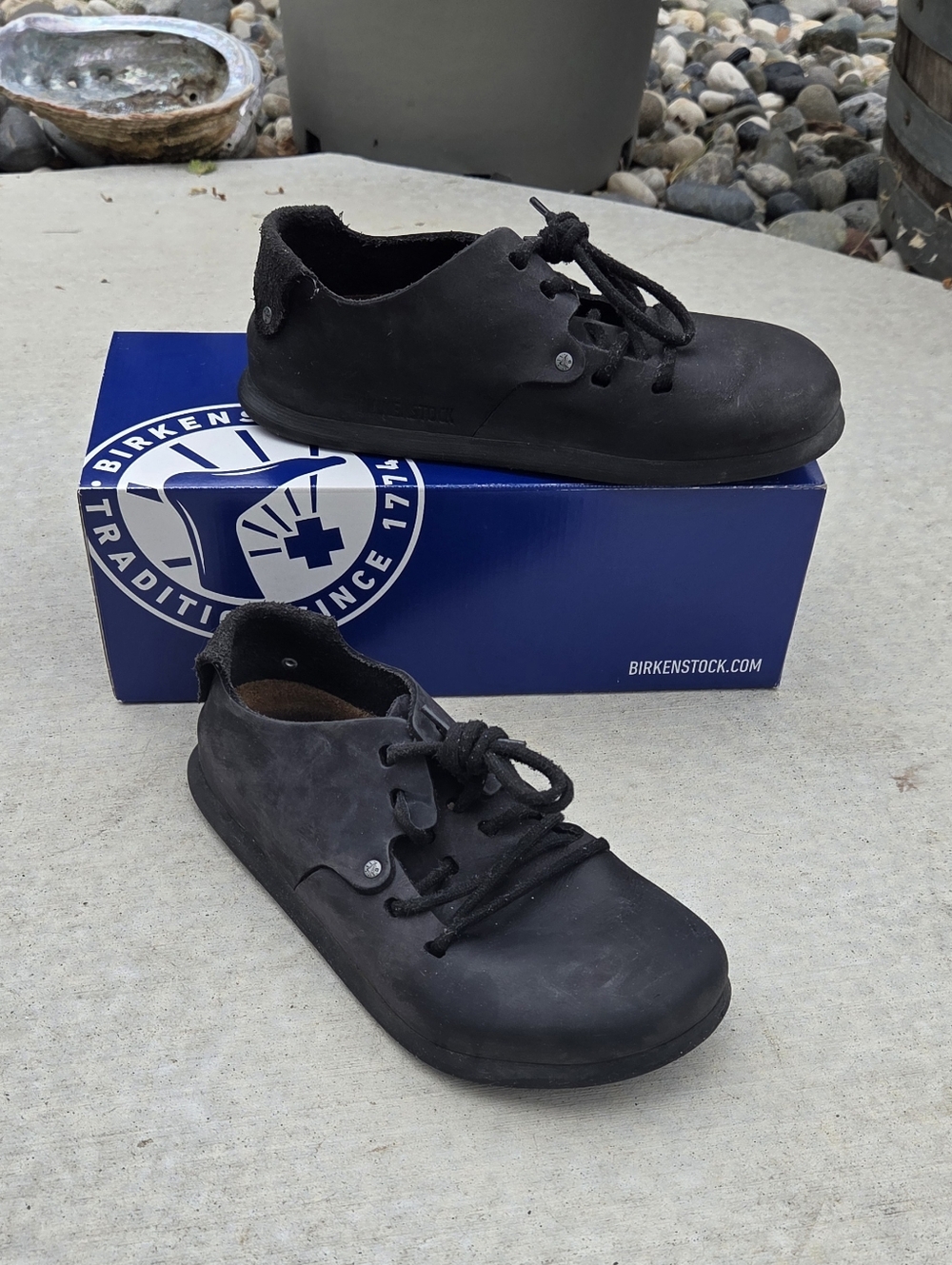 Birkenstock Montana Oiled Leather Black Lace-Up Size 36 (Womens 5-5.5)